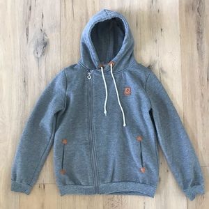 Gray Asymmetrical Zip Up Hoodie